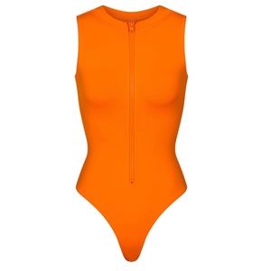 Skims Zip Front Sleeveless One Piece - Limited Edition Orange